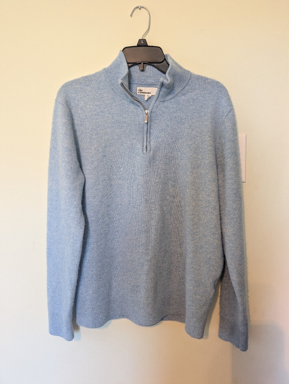 The Commons Women's XL 100% Cashmere Half Zip Sweater Powder Blue